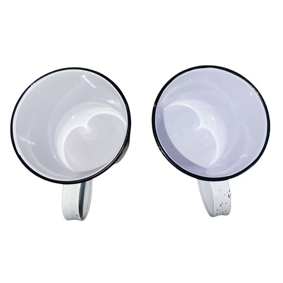 Design Pac Set of 2 Tin Coffee Mugs with Handles 16 fl oz White & Black Adventur - Picture 9 of 12